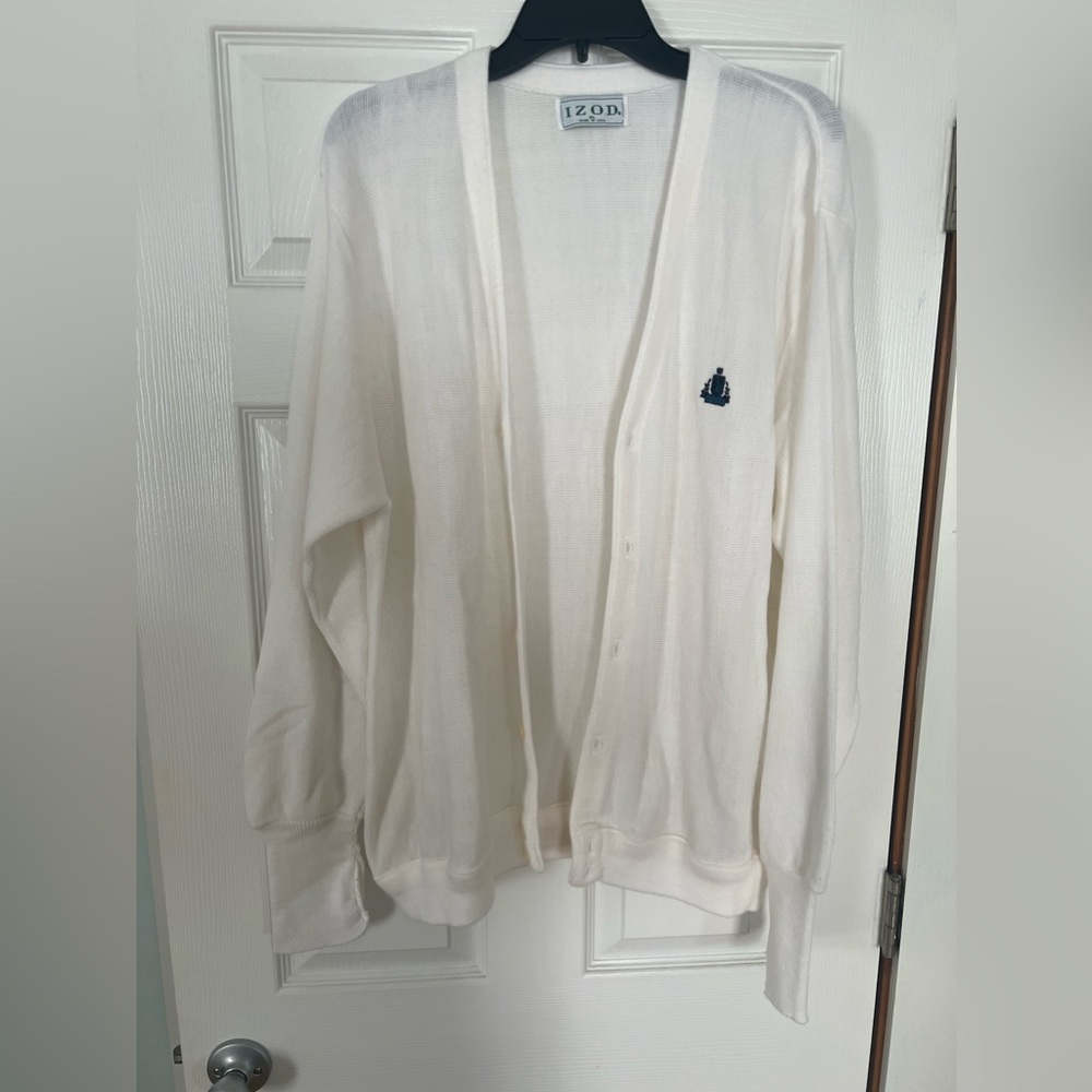 Vintage IZOD White Cardigan XL